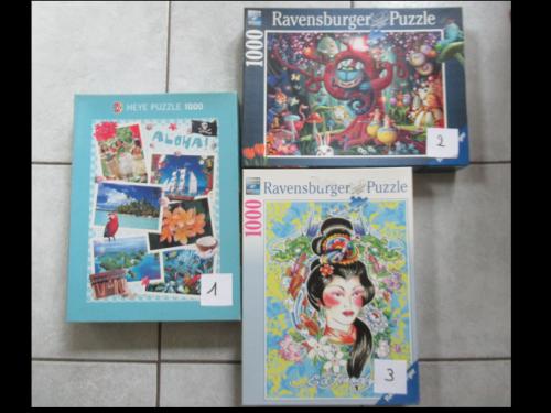 3 leuke volledige puzzels van 1000 stukjes