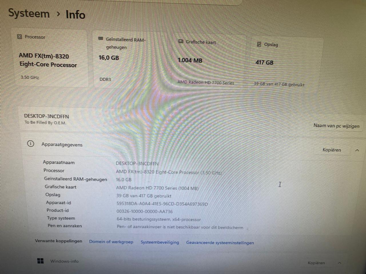 AMD FX8320 8-core PC met 16GB RAM, SSD en HDD