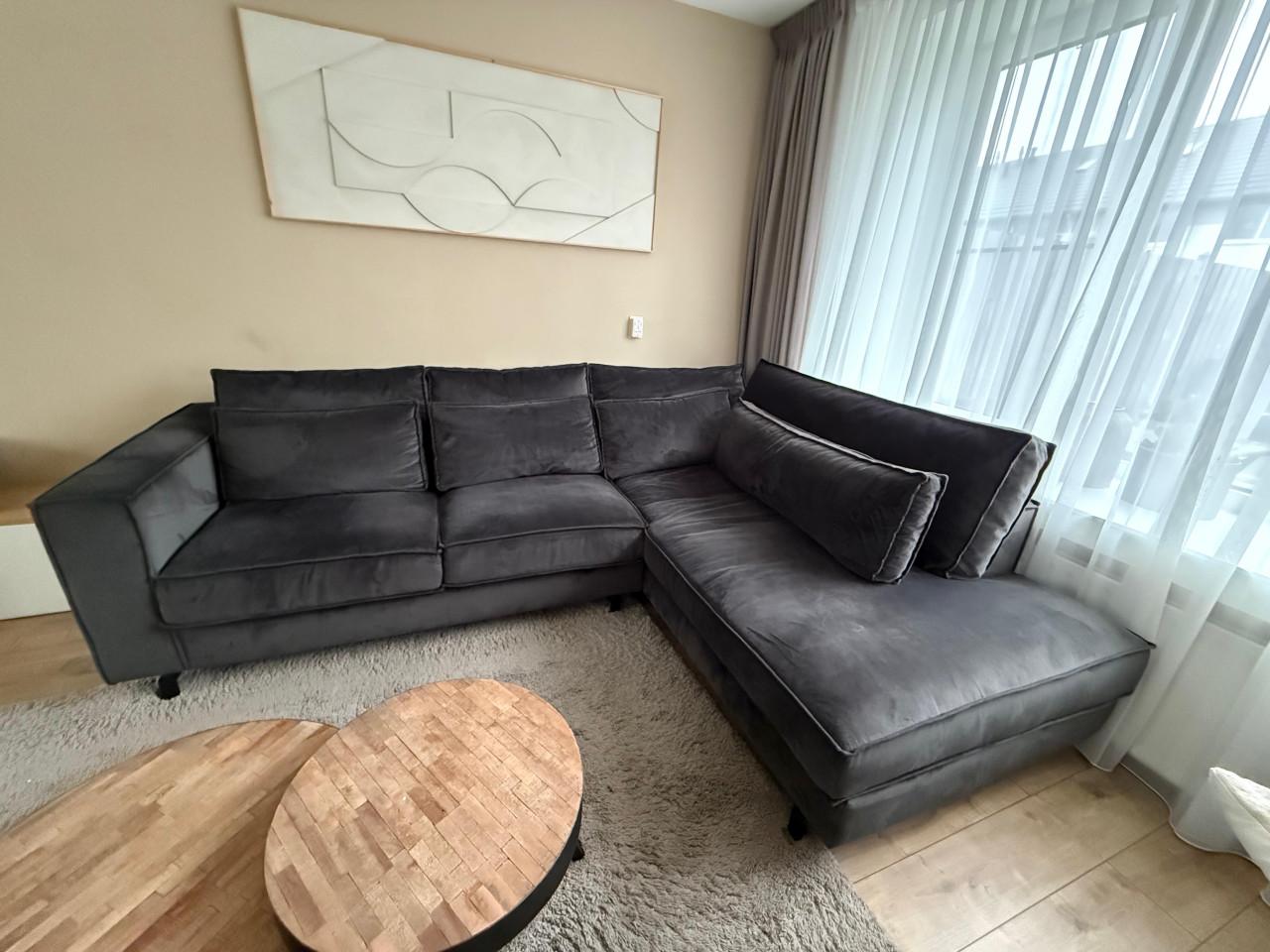 Velour bankstel antraciet