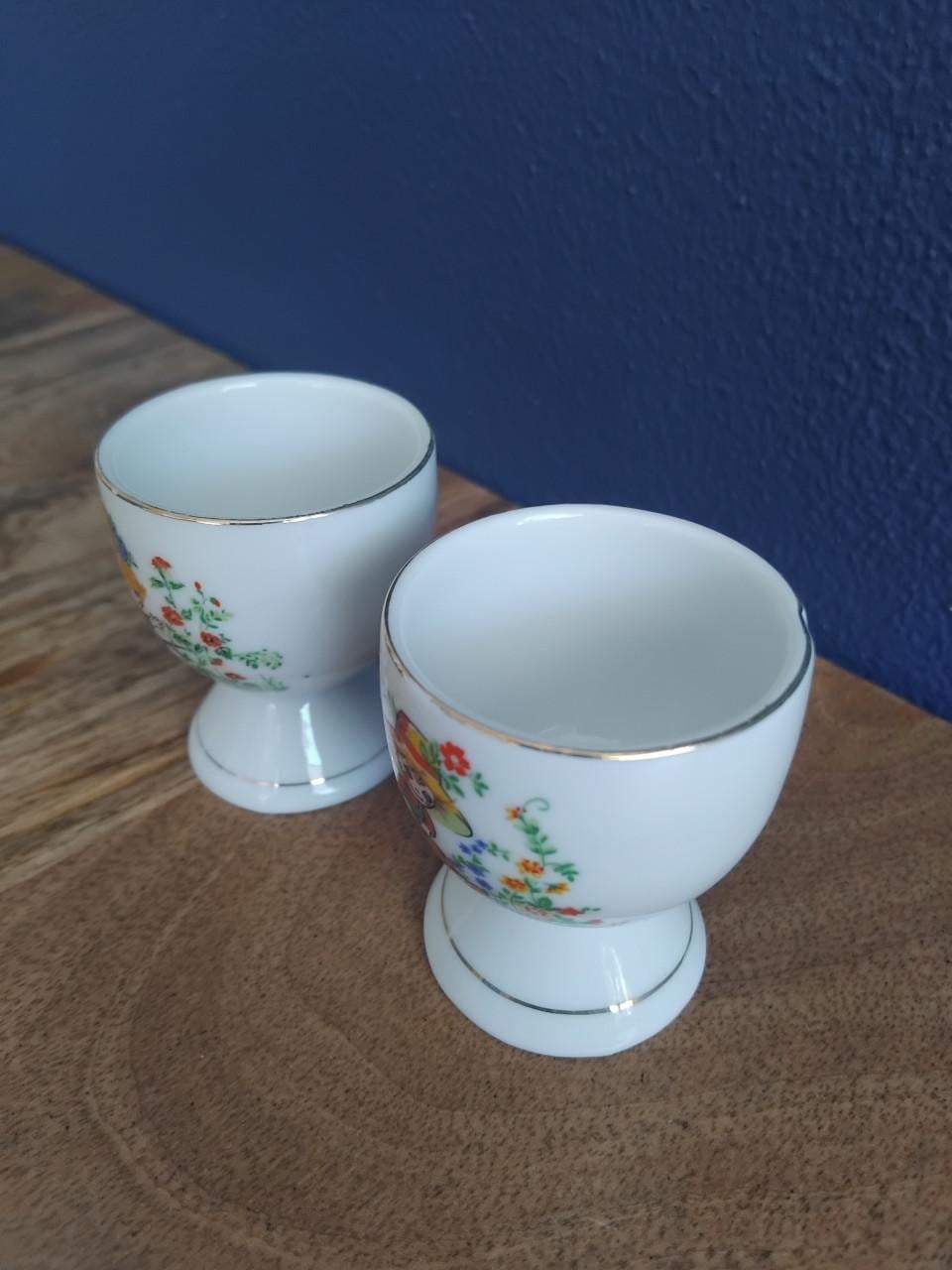 2x Vintage Eierdopjes porselein