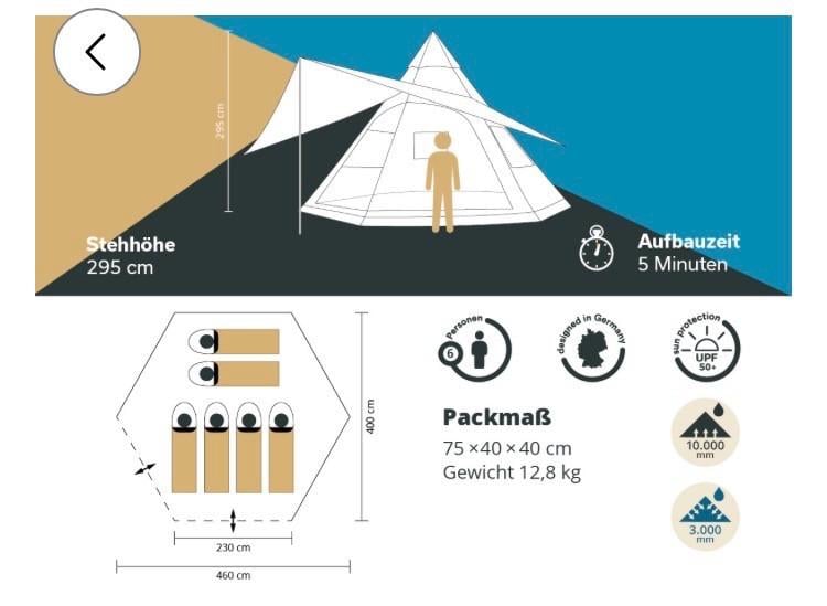 Skandika tipi tent hetta 460 bell air