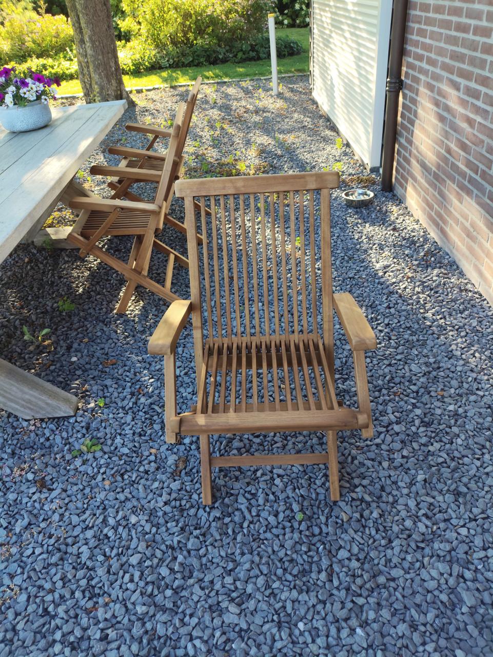 6 stuks massief teakhouten tuinstoelen met inclusief kussens