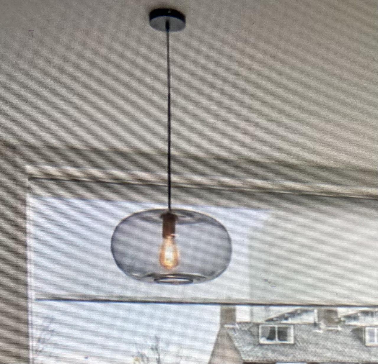 Grijsblauwe rookglazen hanglamp
