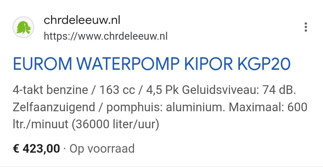 Water opvoer of beregeningspomp, watersproeier compleet set.