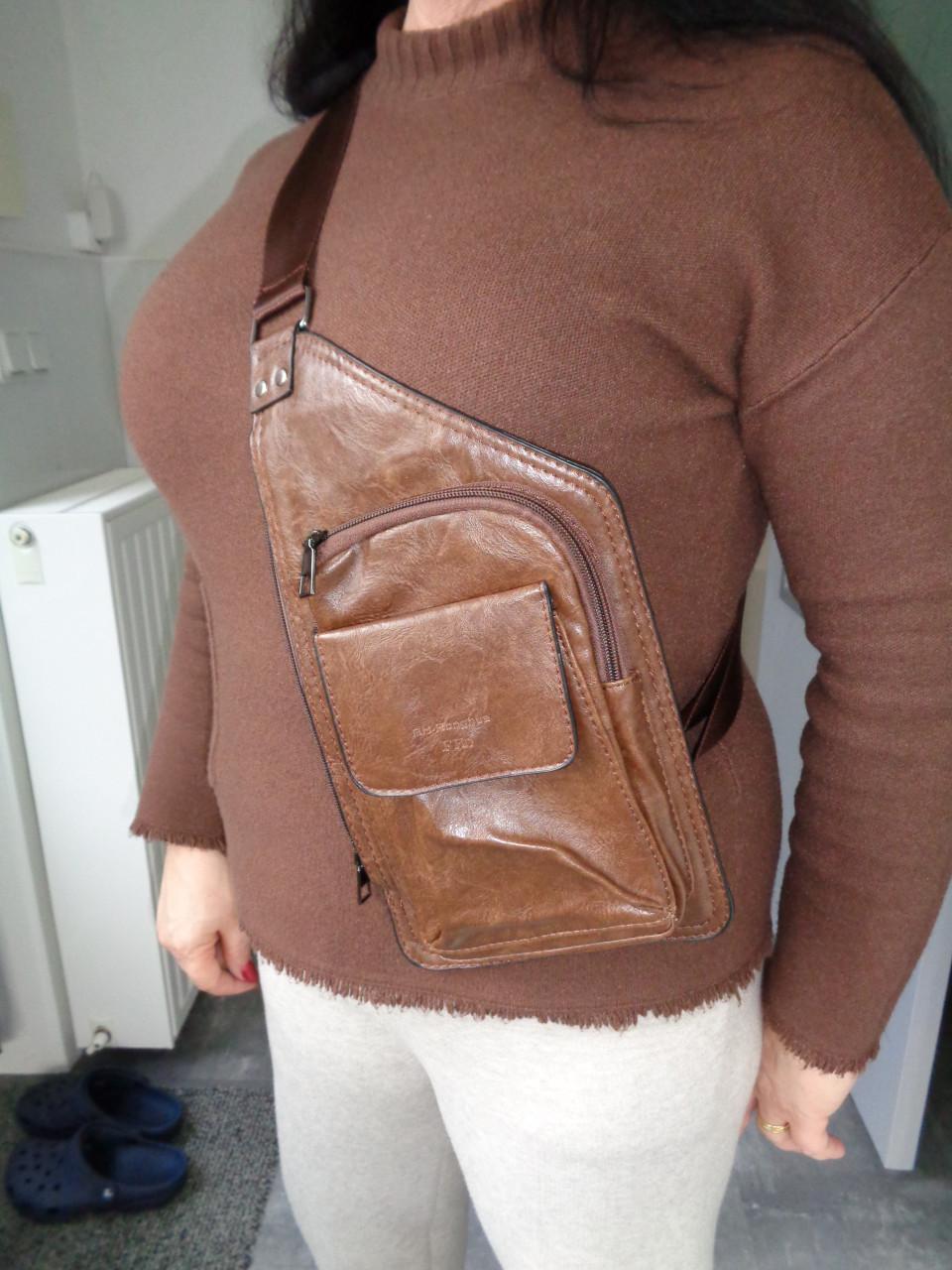 Schoudertas grijs en bruin