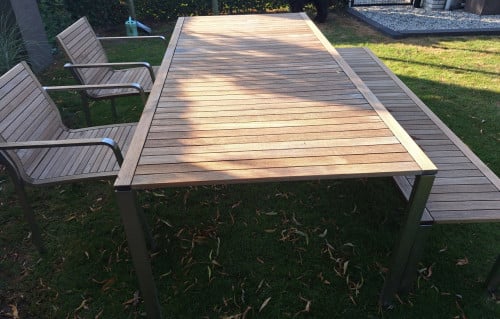 Teakhouten en rvs tuinset