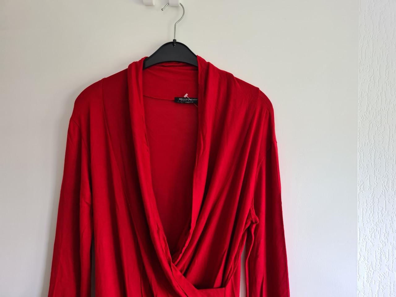 Rinascimento lange rode dunne waterfall trui / tuniek  Maat M