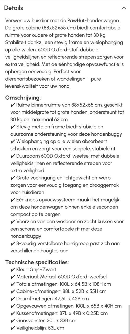 Nieuw‼️Pawhut Hondenwagen D00-163V00GY