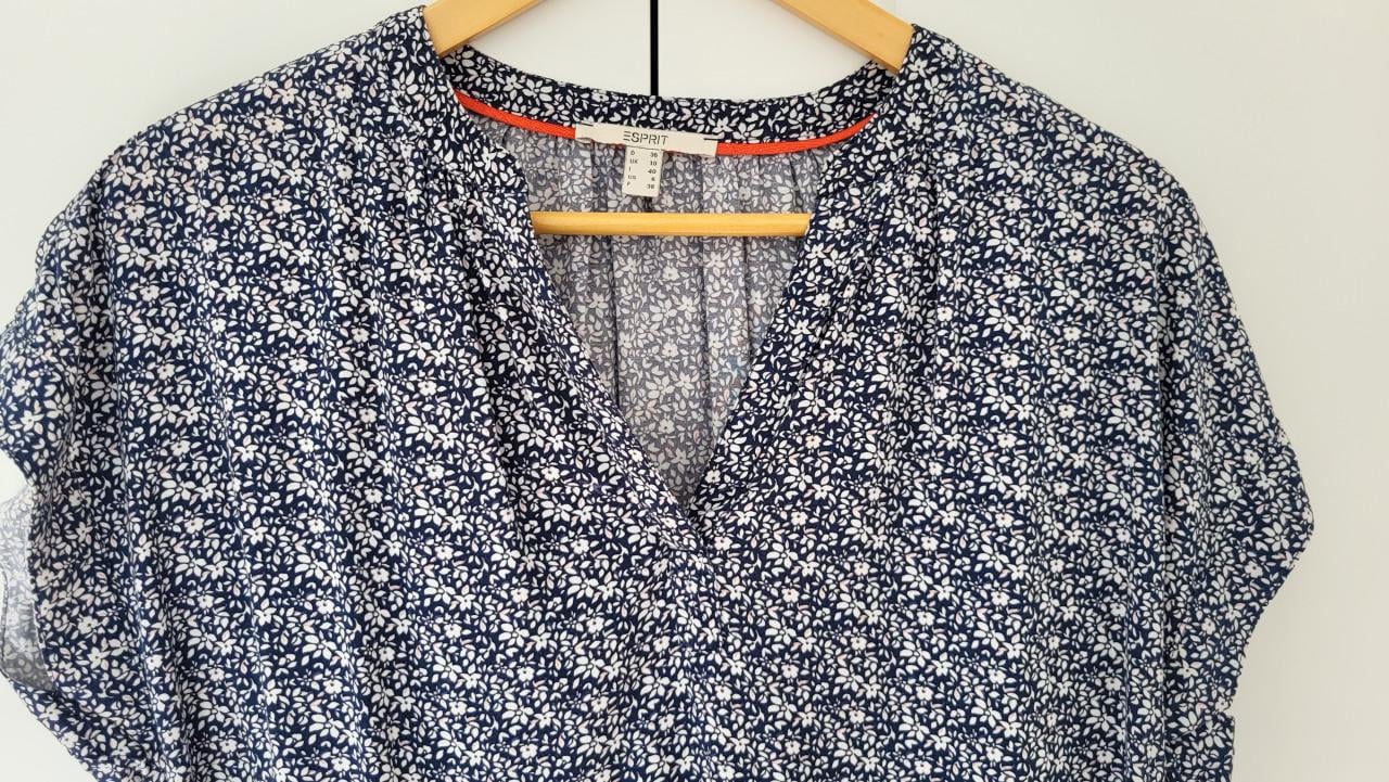ESPRIT gebloemde viscose blouse top blauw, mt 36