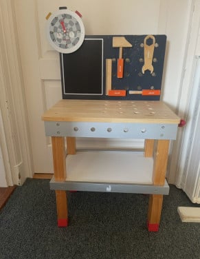 Houten speelwerkbank met gereedschap