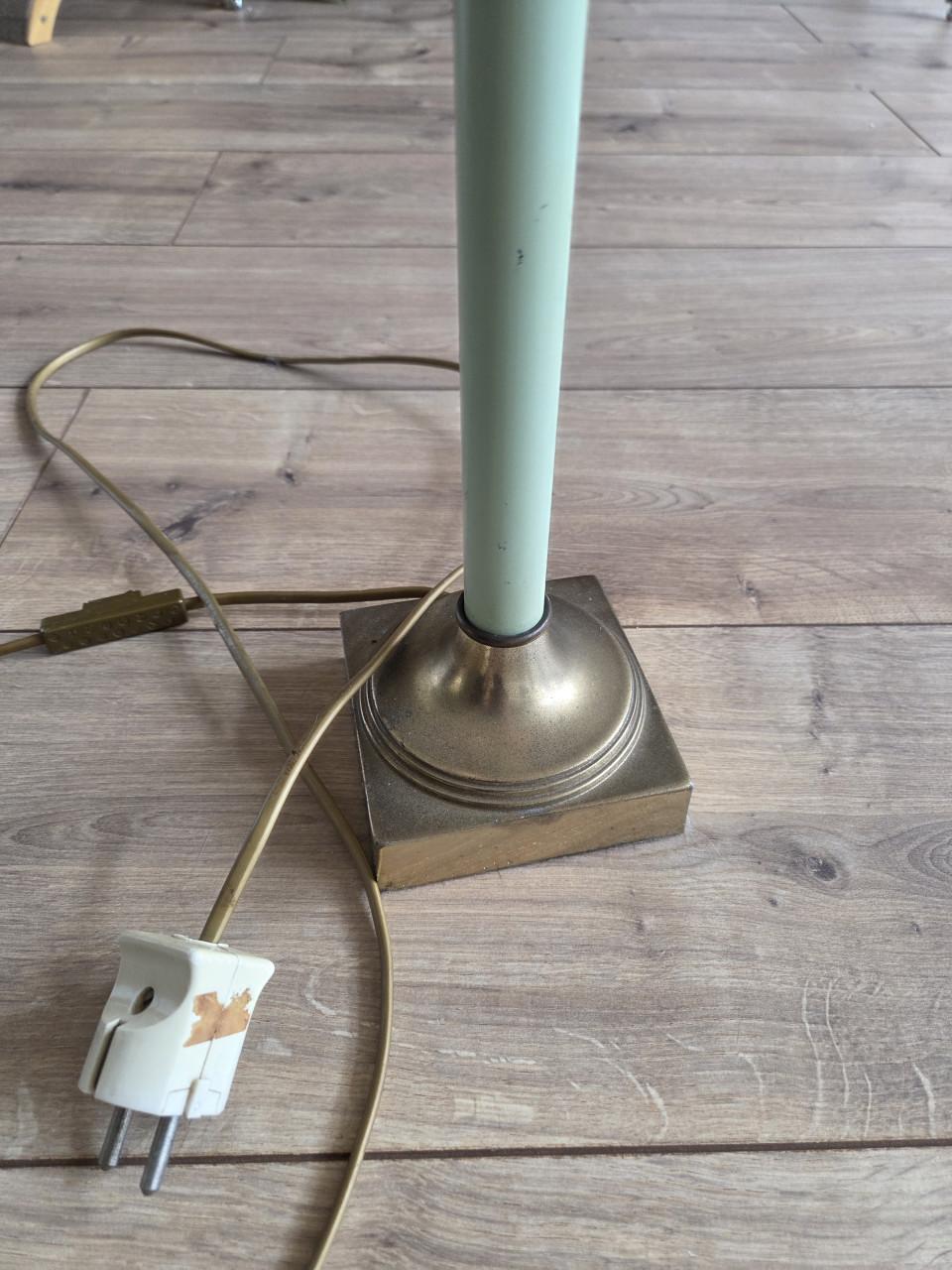 Vintage messing tafellamp met kap – 68 cm – sfeervol