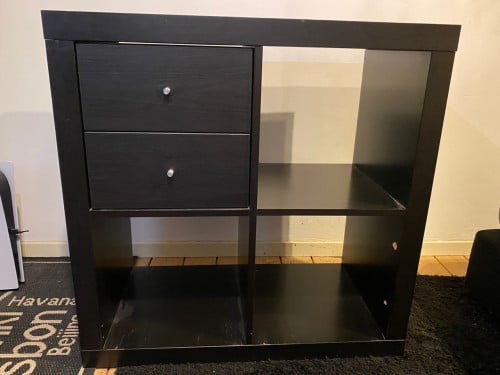 Kallax 4 vaks met twee laden kleur zwart