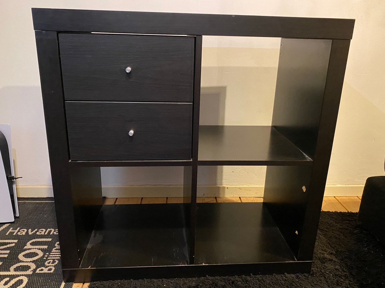Kallax 4 vaks met twee laden kleur zwart