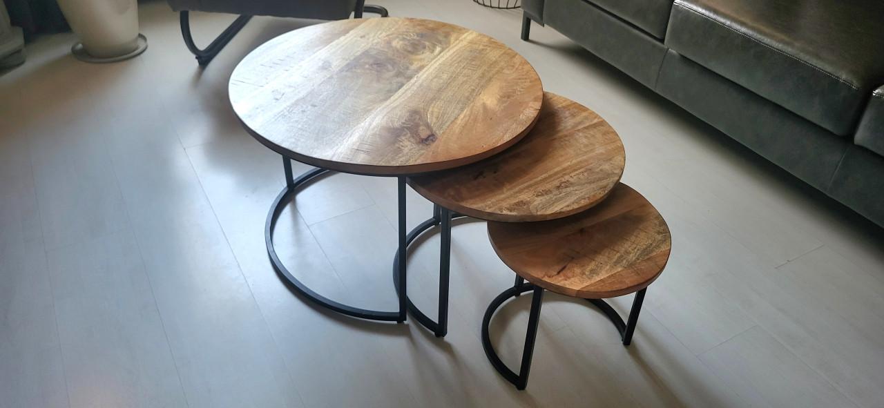 Mangohouten salontafelset van 3