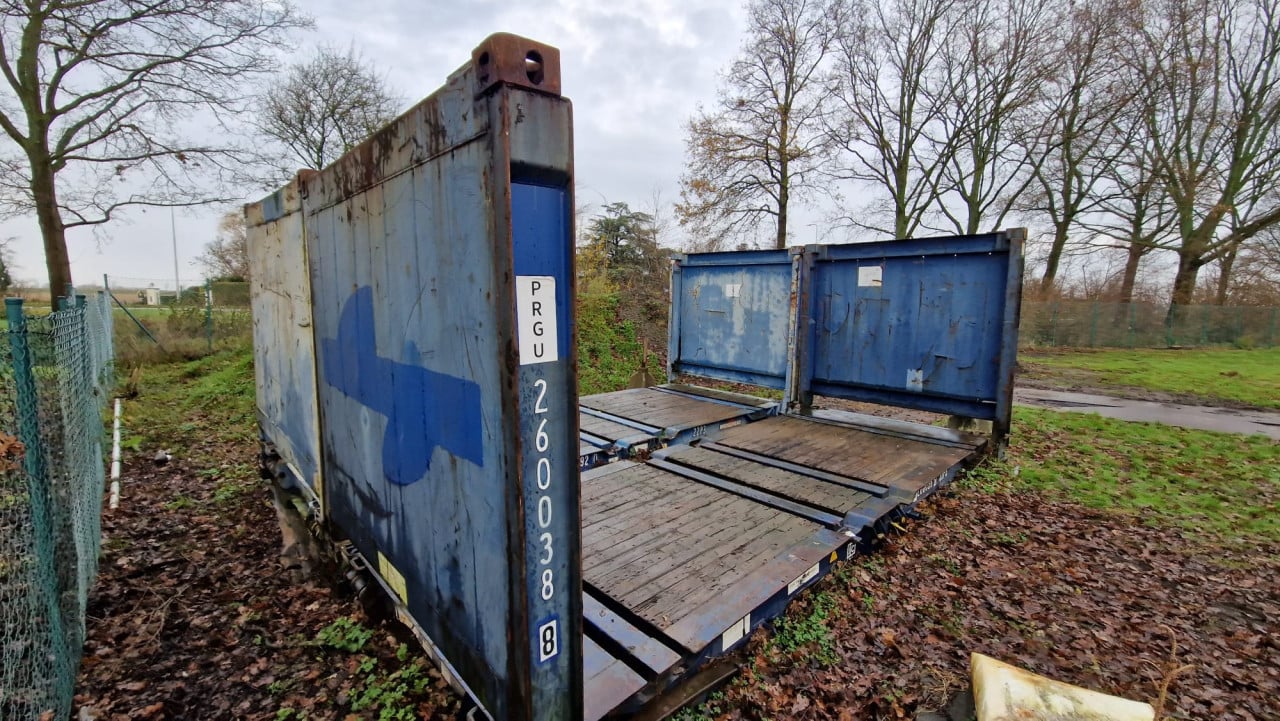 20ft flattracks / 20ft flatbed container met kopschotten
