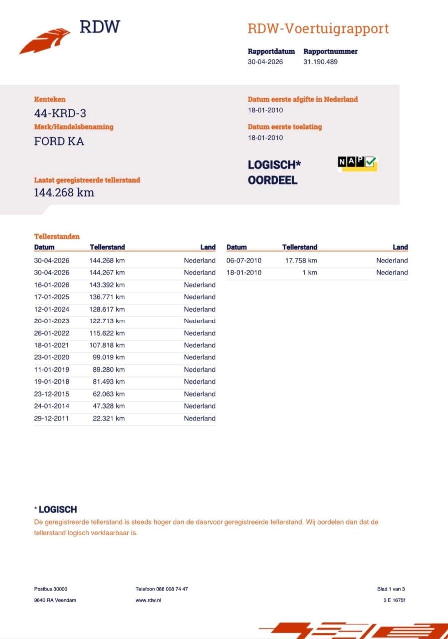 Ford Ka 1.2 51KW 2010 Zwart | 144.268 KM NAP