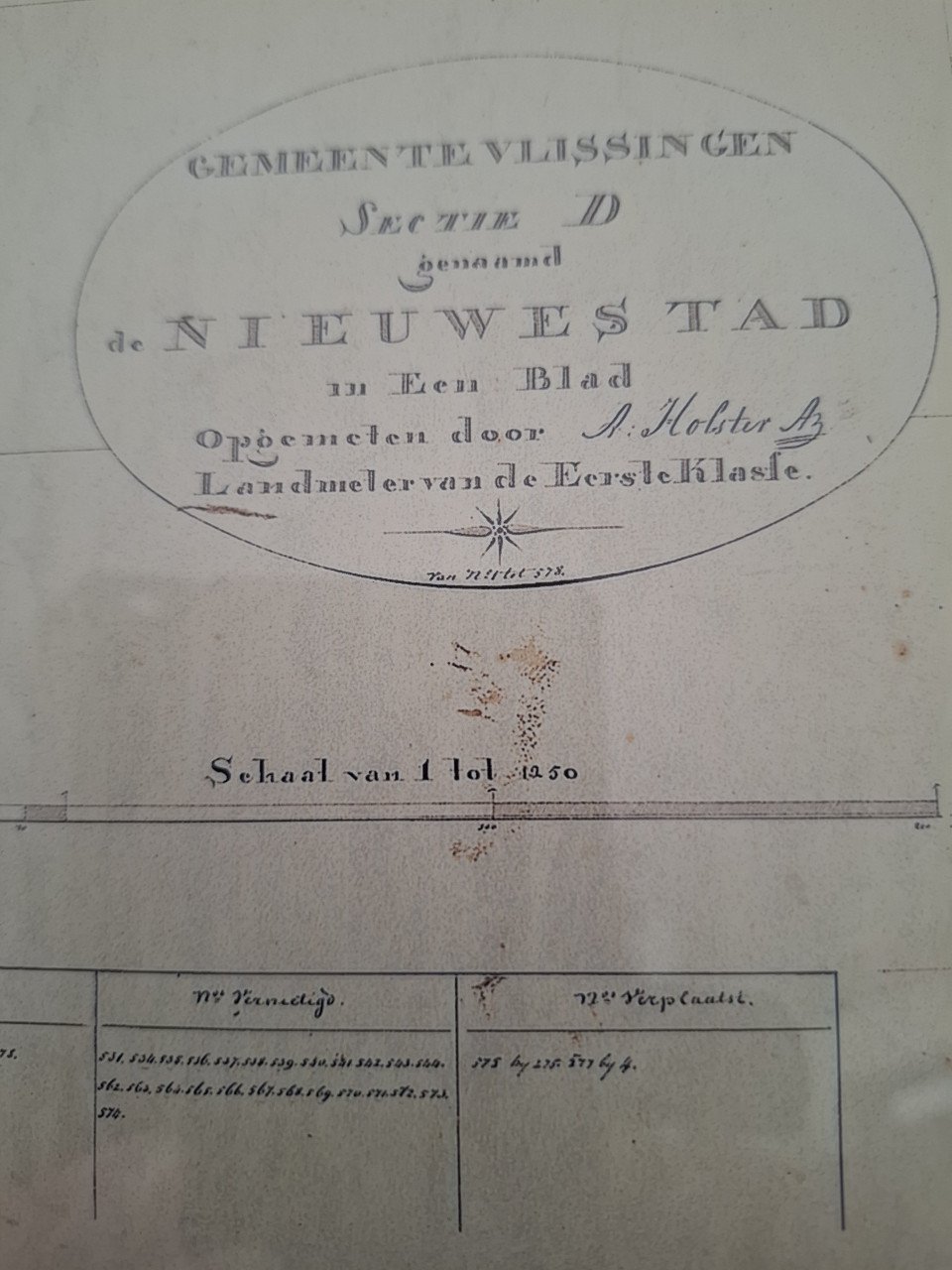 Vlissingen Repro Minuutplan Kadaster . Situatie ± 1812-1820 Fraai ingelijst