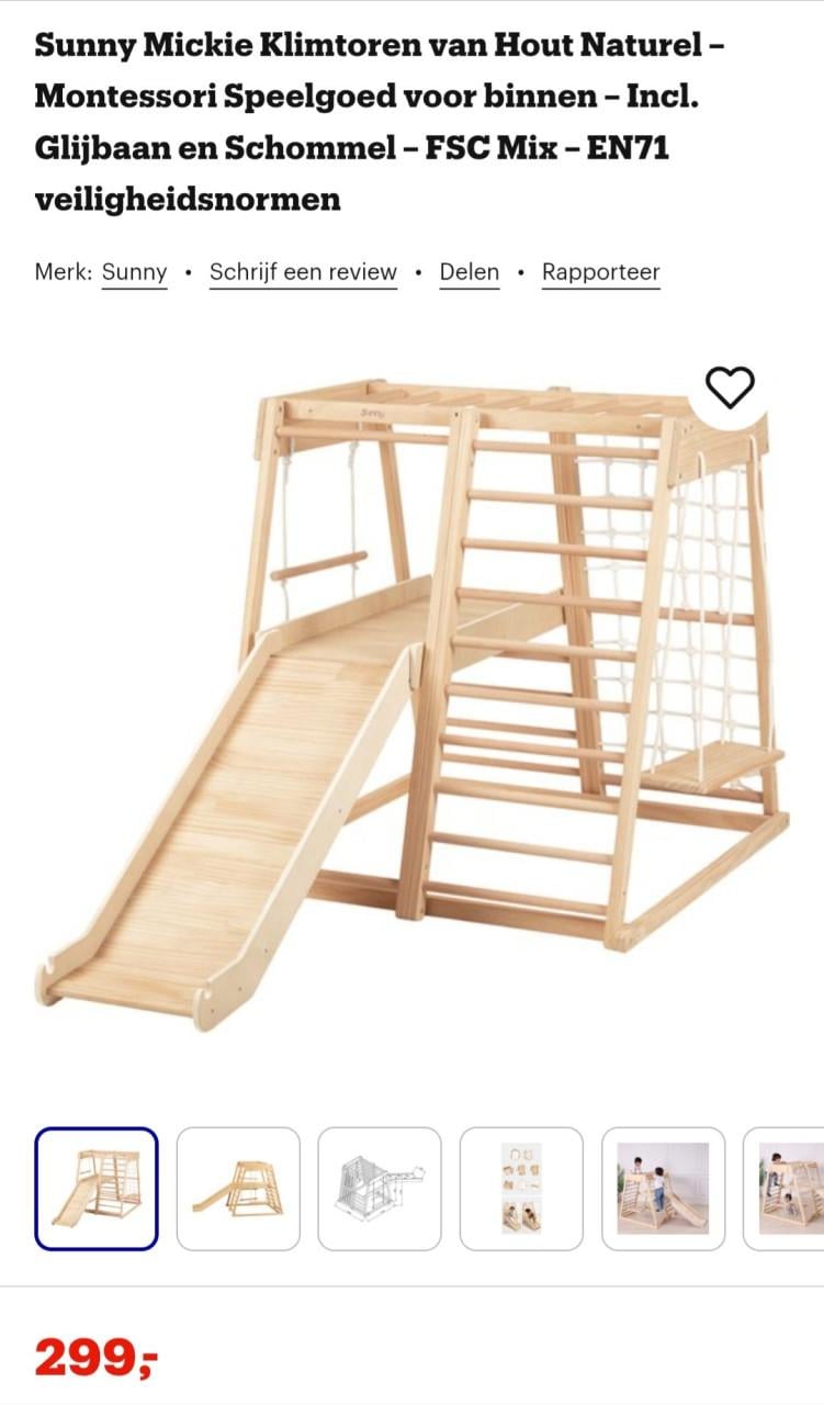 Klimtoren hout glijbaan /schommel te koop