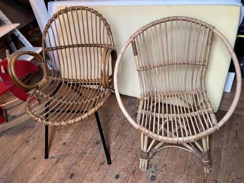 Rieten/rotan kinderstoel 2x