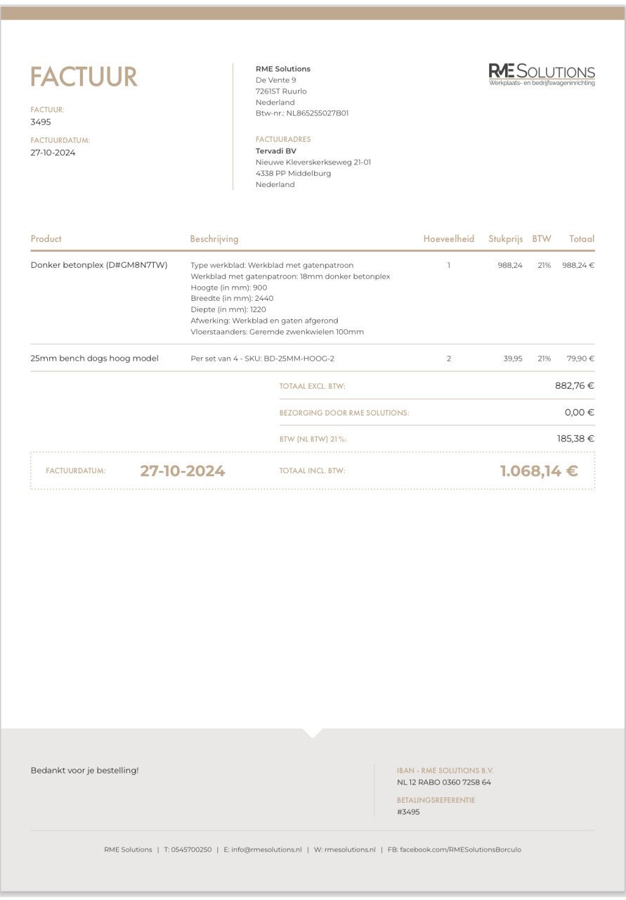 Werkbank met gatenpatroon