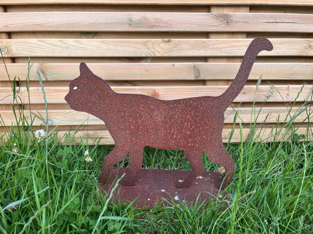 2 grote metalen katten voor tuin