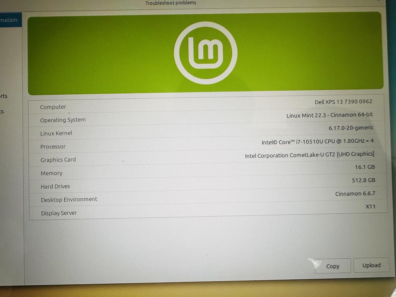 Laptop Dell xps i7 512 GB  16GB RAM Linux mint.