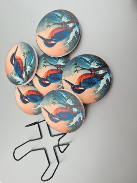 Onderzetters IJsvogel steen met standaard