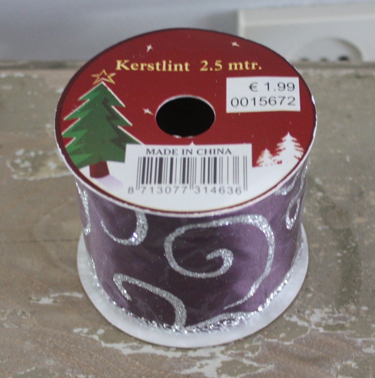 Nieuw paars lint met zilvere glitters 2m-50cm breed