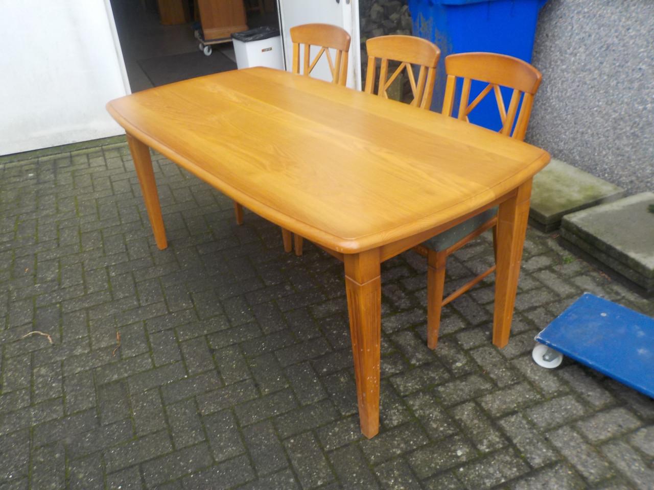 Massief blank eiken tafel 90 x 180 cm +6 stoelen