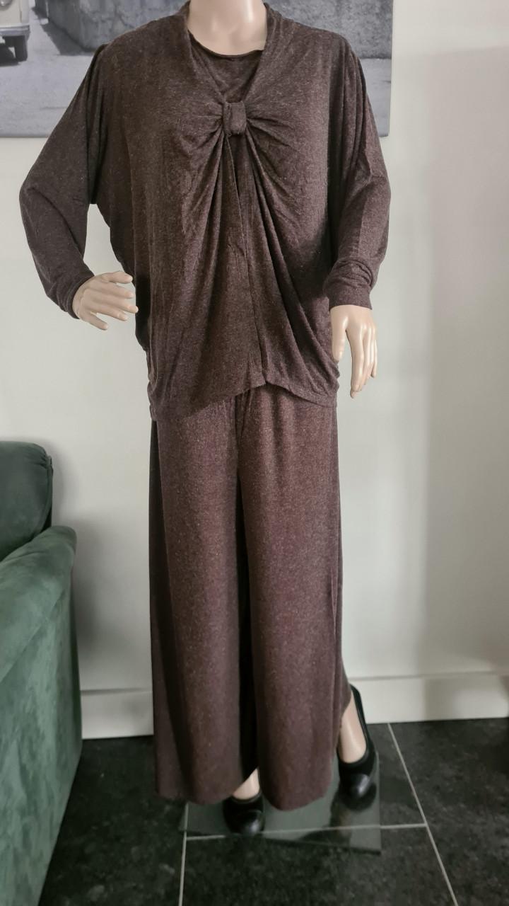 SÀBETH: Nieuw 3-delig set teer gebreid in bruin maat 46