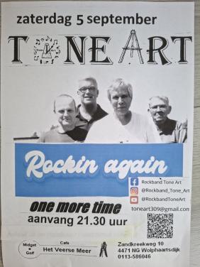 TONE ART is rockin again op 5 Sept. Wolphaartsdijk