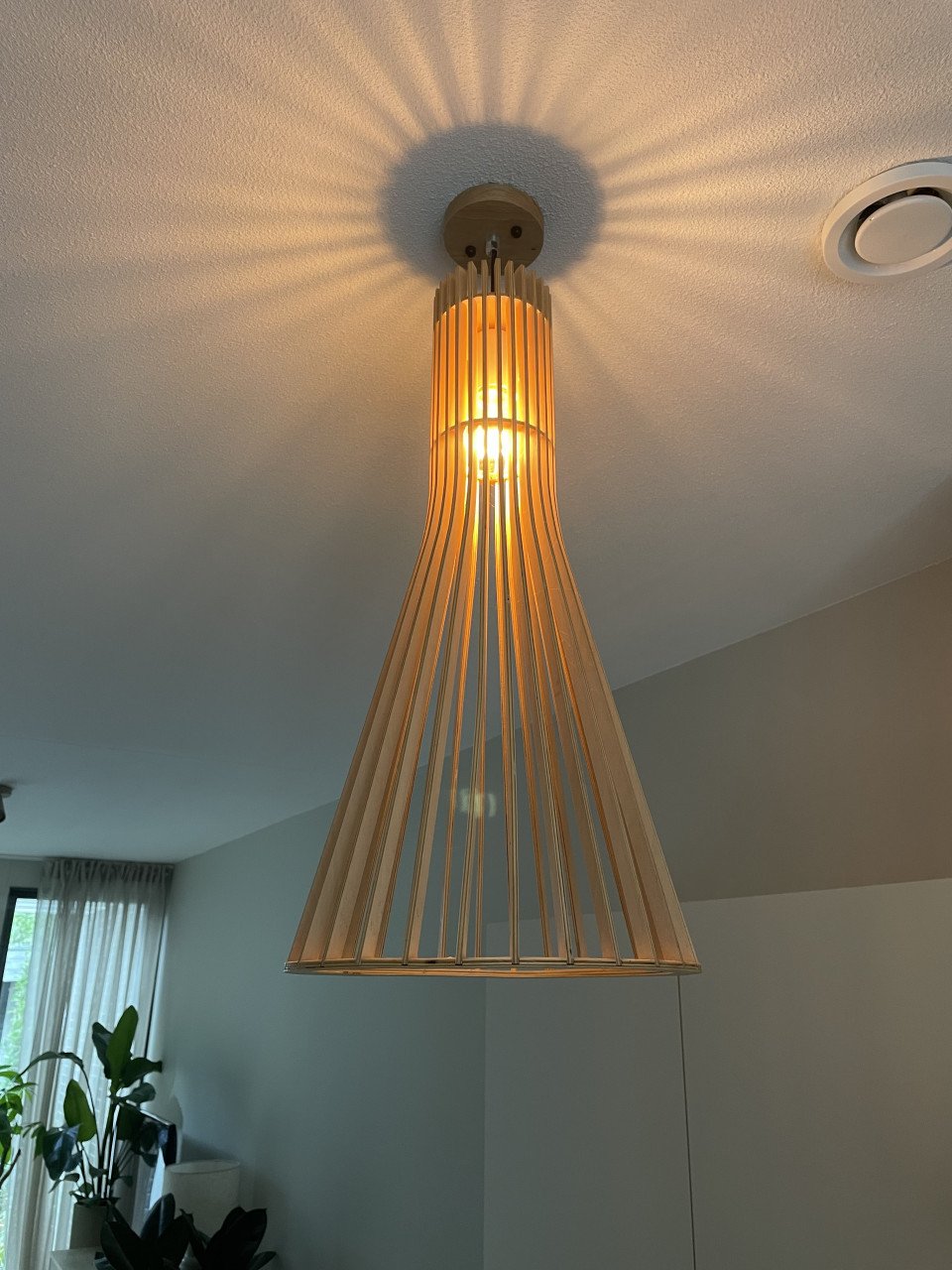 3 houten (design) lampen - ong. 80 cm hoog