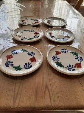 BOERENBONT BOCH - 6 GEBAKBORDJES - DIA 18 CM  - NIEUWSTAAT