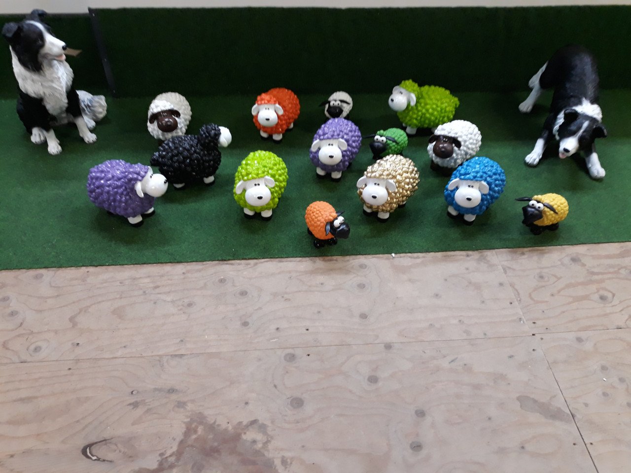 Mini lam met wol blauw deco groot