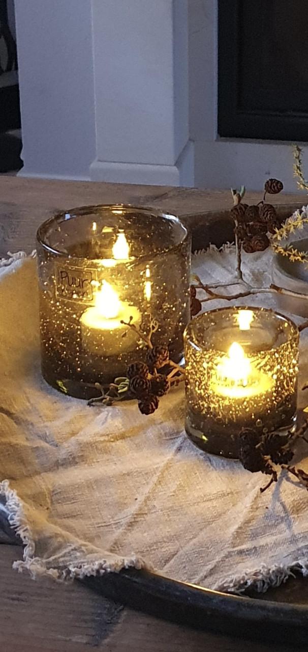 Puur Wonen windlichten grey bubbles  7/7 en 10/10