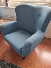 Oorfauteuil petrolblauw 3 stuks