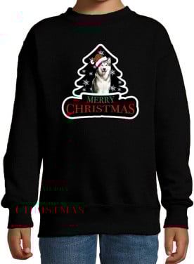 Kersttrui jongens/meisjes met husky 140 en 152