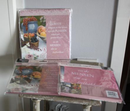 Set van 3 de zelfde pastel roze keuken handoeken