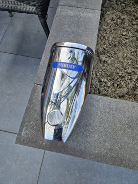 Mooie antieke zeepdispenser Viruly gouda van chroom zware kwaliteit.....
