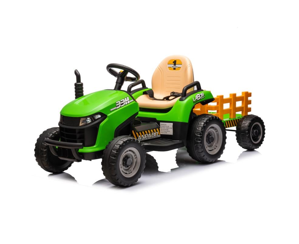 Nieuwe elektrische kindertractor met Aanhanger (groen)