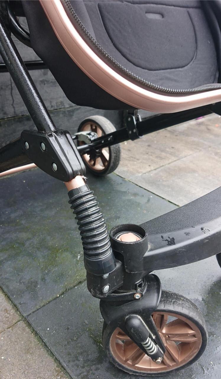 Kinderwagen 3-in-1 zwart/ goudbruin