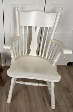 Brocante eiken stoel, wit