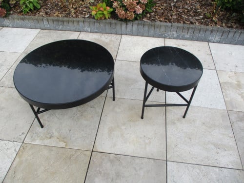 2 zgan salon tafels op metalen onderstel