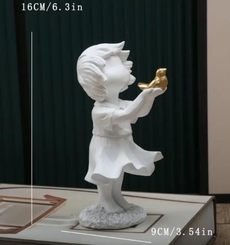 Beeldje Meisje met vogeltje