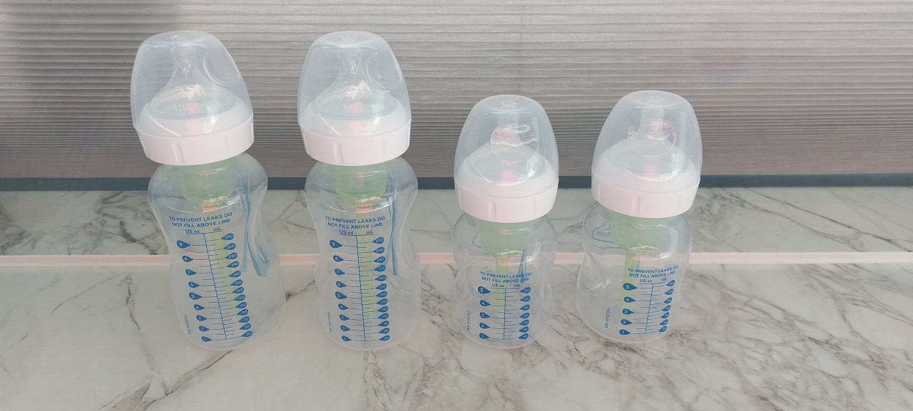 4x dr. Brown fles brede hals (2x 250 ml nieuw + 2x 150ml)
