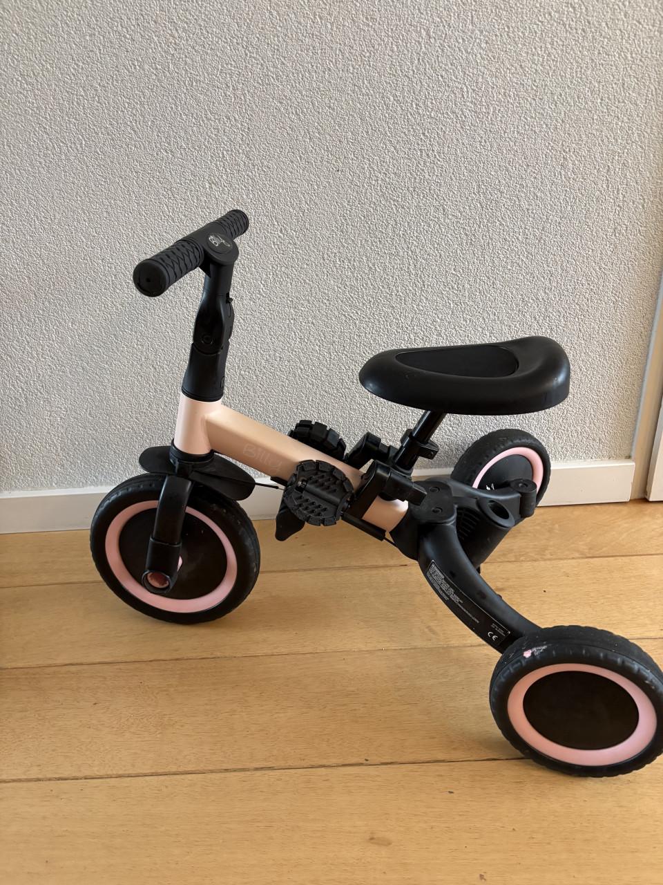 Billy Loopfiets Roze 3 in 1 met Duwstang - Gebruikt