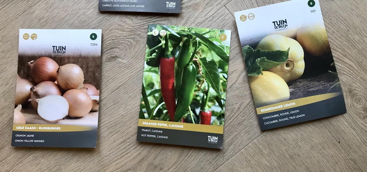 Diverse zakjes biologische zaden moestuin nieuw