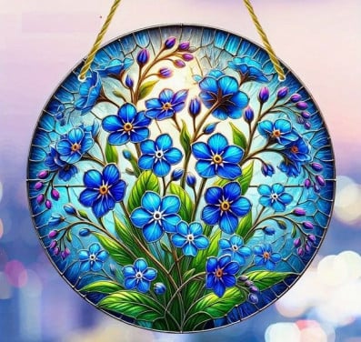 Raamhanger vergeet-me-nietjes ( extra blauw kleurrig )