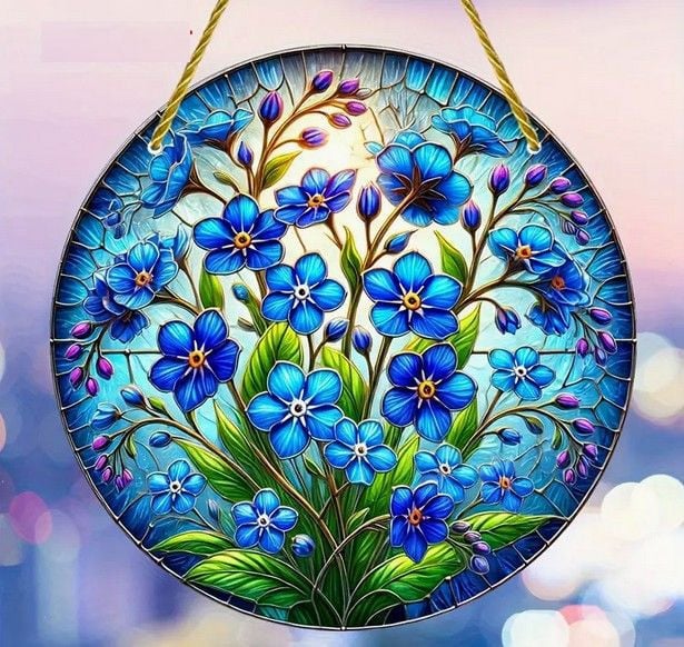 Raamhanger vergeet-me-nietjes ( extra blauw kleurrig )