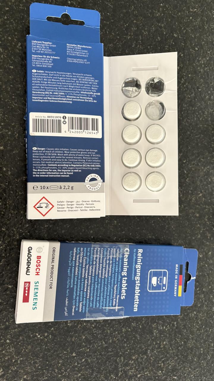 Siemens ontkalktabletten en reinigingstabletten